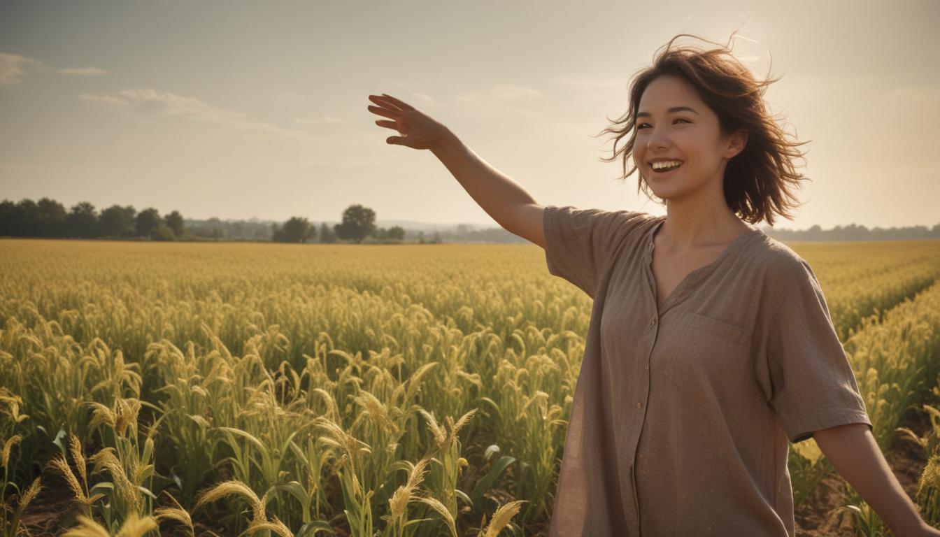 A person tending to a vibrant garden, symbolizing the cultivation of happiness.