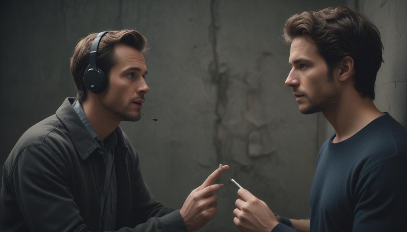 A man and woman engaged in conversation, actively listening to each other.