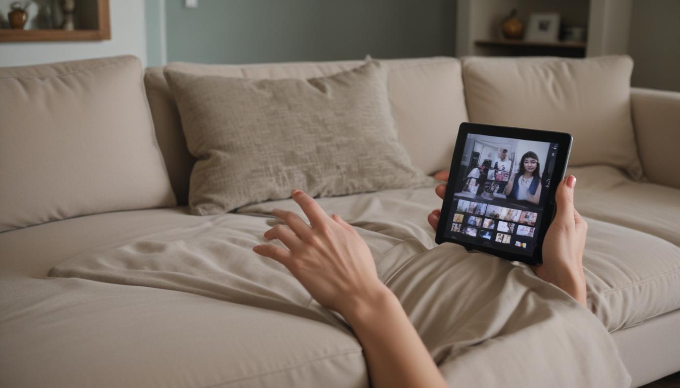 A person interacting with a holographic interface using hand gestures