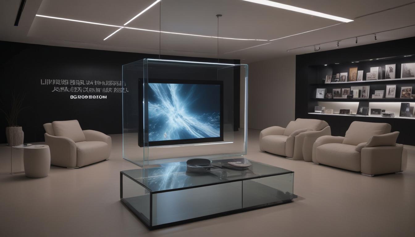 Transparent display showing a digital image superimposed on a real-world view