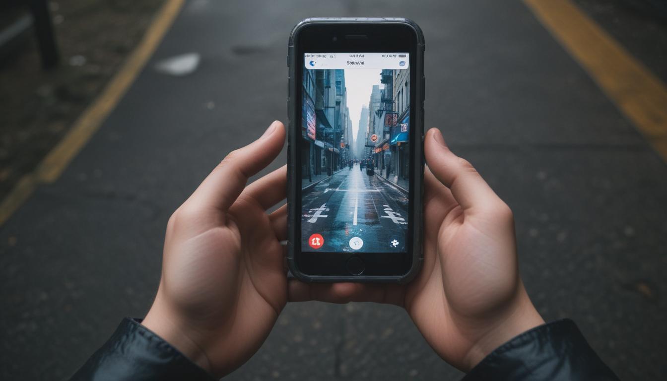Person looking stressed while holding a phone