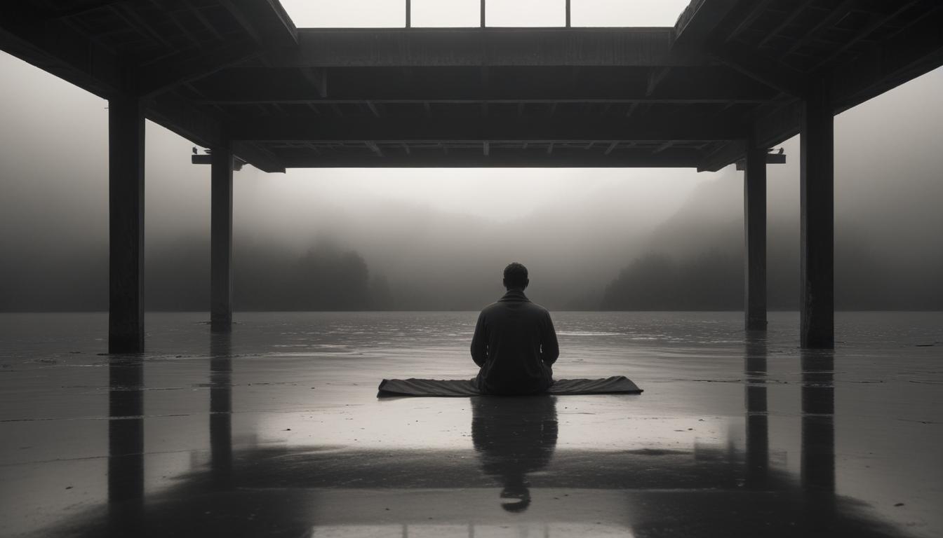 A person meditating peacefully in a natural setting, symbolizing the power of solitude
