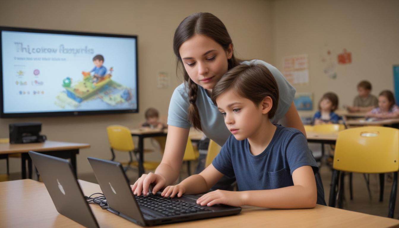 Young child exploring coding concepts on a tablet